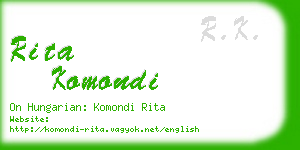 rita komondi business card